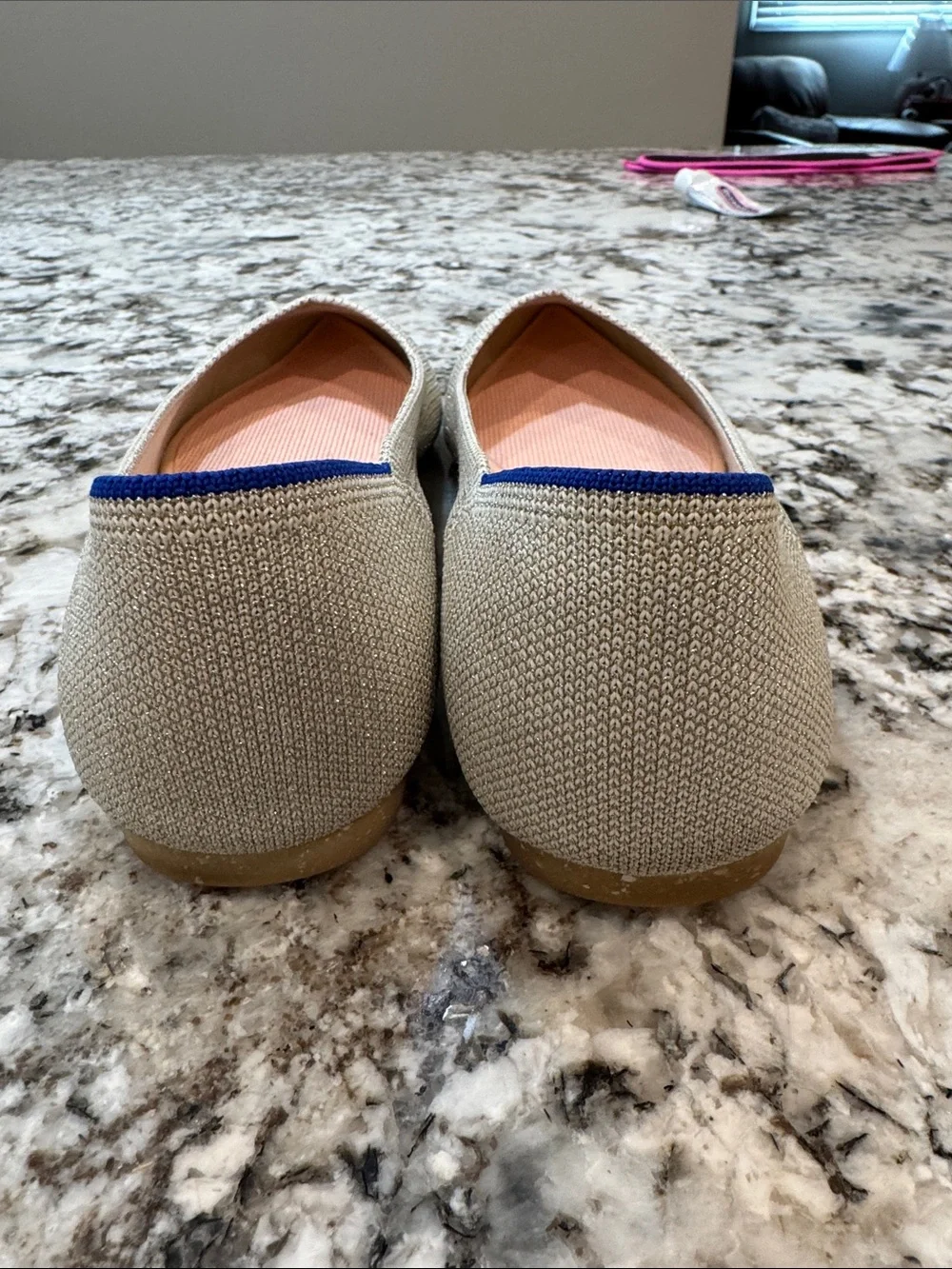 Rothy's Pointed Toe Knit Flats in Diamond Metallic